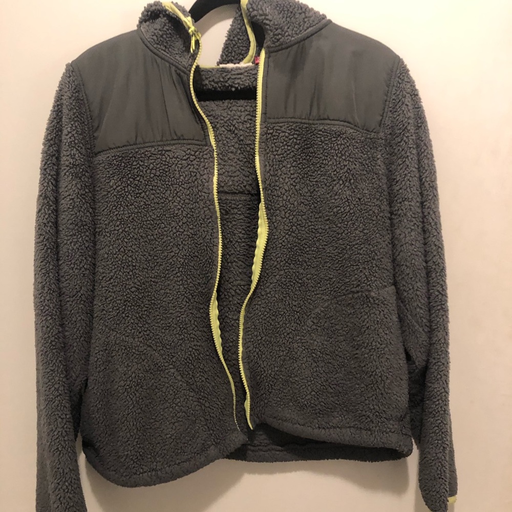 fuzzy zip up jacket